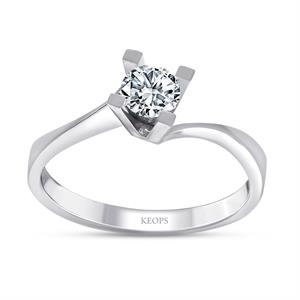 F Renk SI1 0.40 Karat Pırlanta Tektaş Yüzük - HRD Sertifikalı