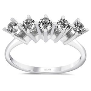 G Renk 0.70 Karat Pırlanta Beştaş Yüzük - IDL Sertifikalı