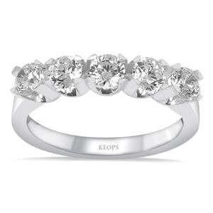 G Renk 0.85 Karat Pırlanta Beştaş Yüzük - IDL Sertifikalı