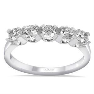 D Renk 0.50 Karat Pırlanta Beştaş Yüzük -  IDL Sertifikalı