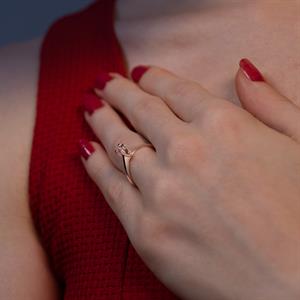 G Renk 0.10 Karat Pırlanta Tektaş Yüzük - IDL Sertifikalı