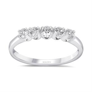 G Renk 0.35 Karat Pırlanta Beştaş Yüzük - IDL Sertifikalı