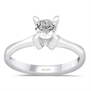 G Renk 0.40 Karat Pırlanta Tektaş Yüzük - HRD Sertifikalı