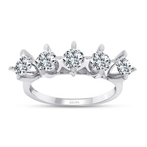 E Renk 0.70 Karat Pırlanta Beştaş Yüzük - IDL Sertifikalı