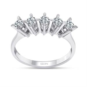 G Renk 0.35 Karat Pırlanta Beştaş Yüzük - IDL Sertifikalı