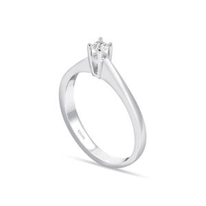 G Renk 0.10 Karat Pırlanta Tektaş Yüzük - IDL Sertifikalı