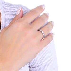 G Renk 0.50 Karat Pırlanta Yarımtur Kare Yüzük - IDL Sertifikalı