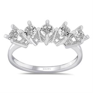 G Renk 0.65 Karat Pırlanta Beştaş Yüzük - IDL Sertifikalı