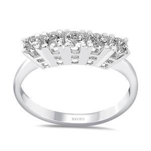 G Renk 0.35 Karat Pırlanta Beştaş Yüzük - IDL Sertifikalı