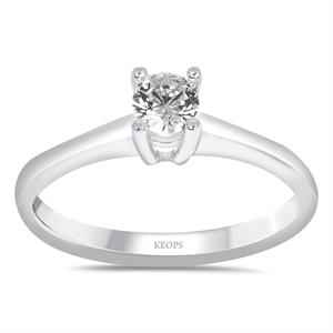 G Renk 0.25 Karat Pırlanta Tektaş Yüzük - IDL Sertifikalı