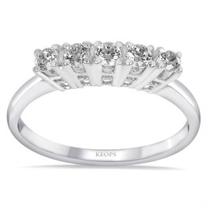 G Renk 0.25 Karat Pırlanta Beştaş Yüzük - IDL Sertifikalı