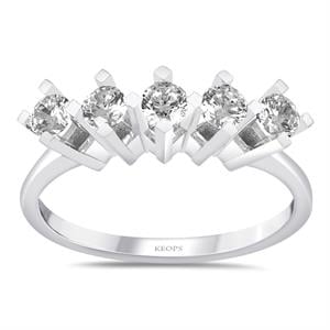 G Renk 0.50 Karat Pırlanta Beştaş Yüzük - IDL Sertifikalı