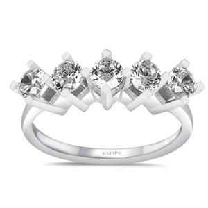 G Renk 0.85 Karat Pırlanta Beştaş Yüzük - IDL  Sertifikalı