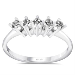 G Renk 0.25 Karat Pırlanta Beştaş Yüzük - IDL Sertifikalı