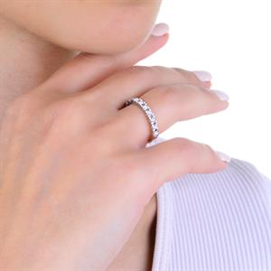 G Renk 0.50 Karat Pırlanta Yarımtur Kare Yüzük - IDL Sertifikalı