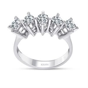 G Renk 0.65 Karat Pırlanta Beştaş Yüzük - IDL Sertifikalı