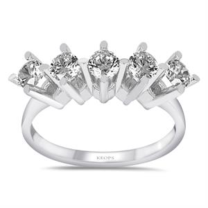 G Renk 0.85 Karat Pırlanta Beştaş Yüzük - IDL Sertifikalı