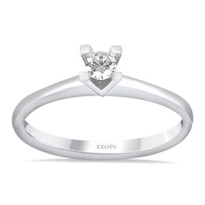 G Renk 0.10 Karat Pırlanta Tektaş Yüzük - IDL Sertifikalı