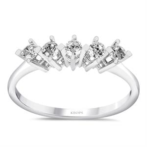 G Renk 0.25 Karat Pırlanta Beştaş Yüzük - IDL Sertifikalı