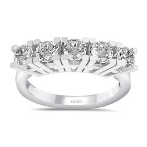 G Renk 0.85 Karat Pırlanta Beştaş Yüzük - IDL Sertifikalı