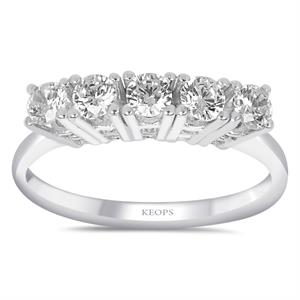 G Renk 0.50 Karat Pırlanta Beştaş Yüzük - IDL Sertifikalı