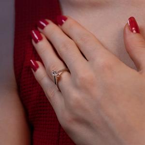 G Renk 0.25 Karat Pırlanta Tektaş Yüzük - IDL Sertifikalı