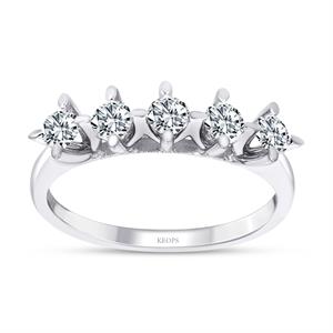 F Renk 0.40 Karat Pırlanta Beştaş Yüzük - IDL Sertifikalı