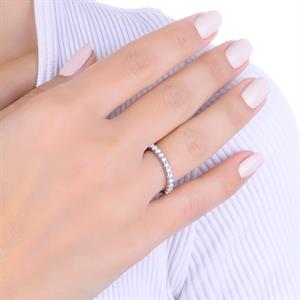 G Renk 0.45 Karat Pırlanta Yarımtur Yüzük - IDL Sertifikalı