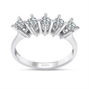 G Renk 0.35 Karat Pırlanta Beştaş Yüzük - IDL Sertifikalı