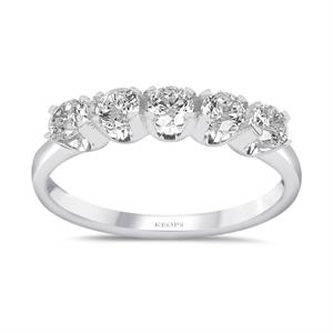 G Renk 0.70 Karat Pırlanta Beştaş Yüzük - IDL Sertifikalı