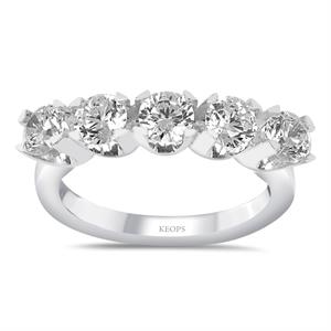 G Renk 0.85 Karat Pırlanta Beştaş Yüzük - IDL Sertifikalı