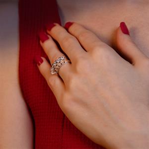 G Renk 0.85 Karat Pırlanta Beştaş Yüzük - IDL Sertifikalı