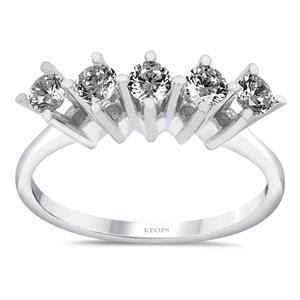 G Renk 0.50 Karat Pırlanta Beştaş Yüzük - IDL Sertifikalı