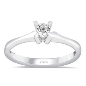 G Renk 0.15 Karat Pırlanta Tektaş Yüzük - IDL Sertifikalı