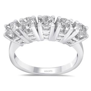 G Renk 0.85 Karat Pırlanta Beştaş Yüzük - IDL Sertifikalı