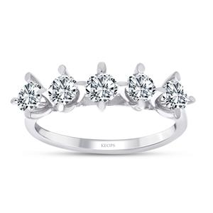 F Renk 0.70 Karat Pırlanta Beştaş Yüzük - IDL Sertifikalı