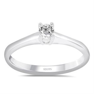 G Renk 0.15 Karat Pırlanta Tektaş Yüzük - IDL Sertifikalı