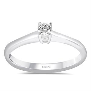 G Renk 0.10 Karat Pırlanta Tektaş Yüzük - IDL Sertifikalı