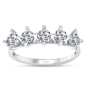 G Renk 0.45 Karat Pırlanta Beştaş Yüzük - IDL Sertifikalı