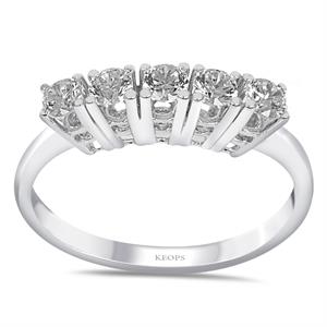 G Renk 0.50 Karat Pırlanta Beştaş Yüzük - IDL Sertifikalı