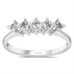 G Renk 0.25 Karat Pırlanta Beştaş Yüzük - IDL Sertifikalı