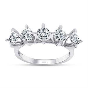 G Renk 0.85 Karat Pırlanta Beştaş Yüzük - IDL Sertifikalı