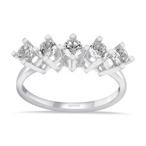 G Renk 0,65 Karat Pırlanta Beştaş Yüzük - IDL Sertifikalı