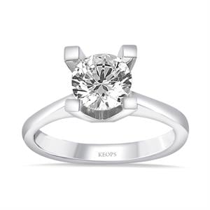 G Renk 1 Karat Pırlanta Tektaş Yüzük - HRD Sertifikalı