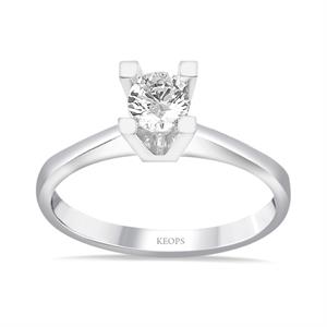 H Renk 0.30 Karat Pırlanta Tektaş Yüzük - HRD Sertifikalı