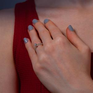 H Renk 0.15 Karat Pırlanta Tektaş Yüzük - IDL Sertifikalı