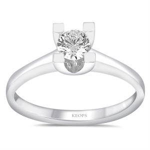 H Renk 0.30 Karat Pırlanta Tektaş Yüzük - HRD Sertifikalı