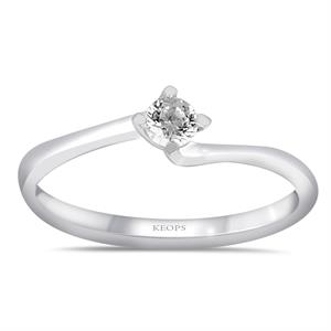 H Renk 0.15 Karat Pırlanta Tektaş Yüzük - IDL Sertifikalı