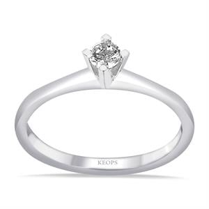 H Renk 0.15 Karat Pırlanta Tektaş Yüzük - IDL Sertifikalı