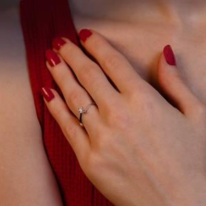 H Renk 0.15 Karat Pırlanta Tektaş Yüzük - IDL Sertifikalı